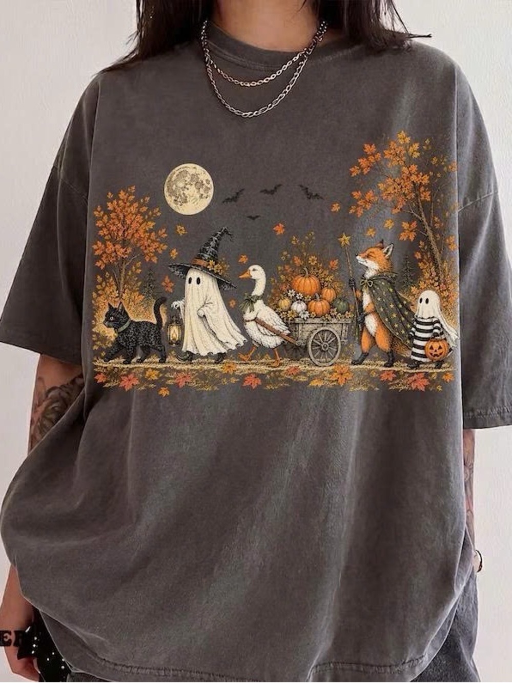 Kids Gray Halloween Parade Graphic Short Sleeve Tee